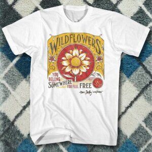 White-Wildflowers Tom Petty Retro Botanical Graphic Tee-Reprint